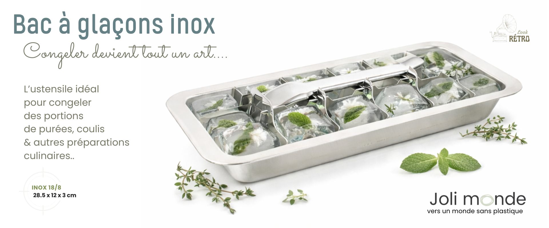 Bac à glaçons en inox sans plastique Joli Monde sur sans-bpa.com